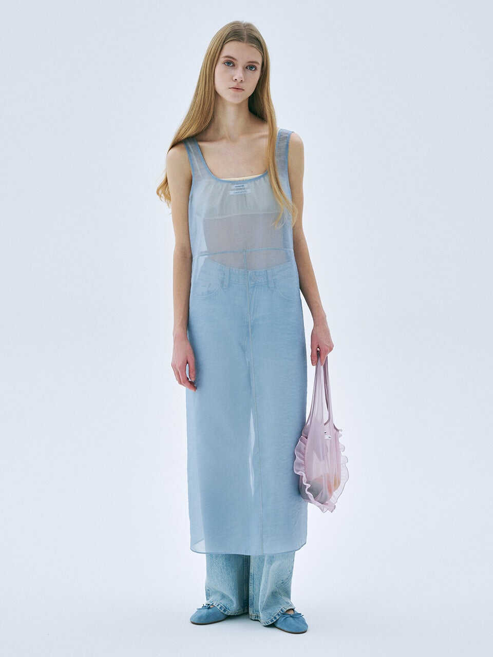 SLEEVELESS LAYERED DRESS_BLUE