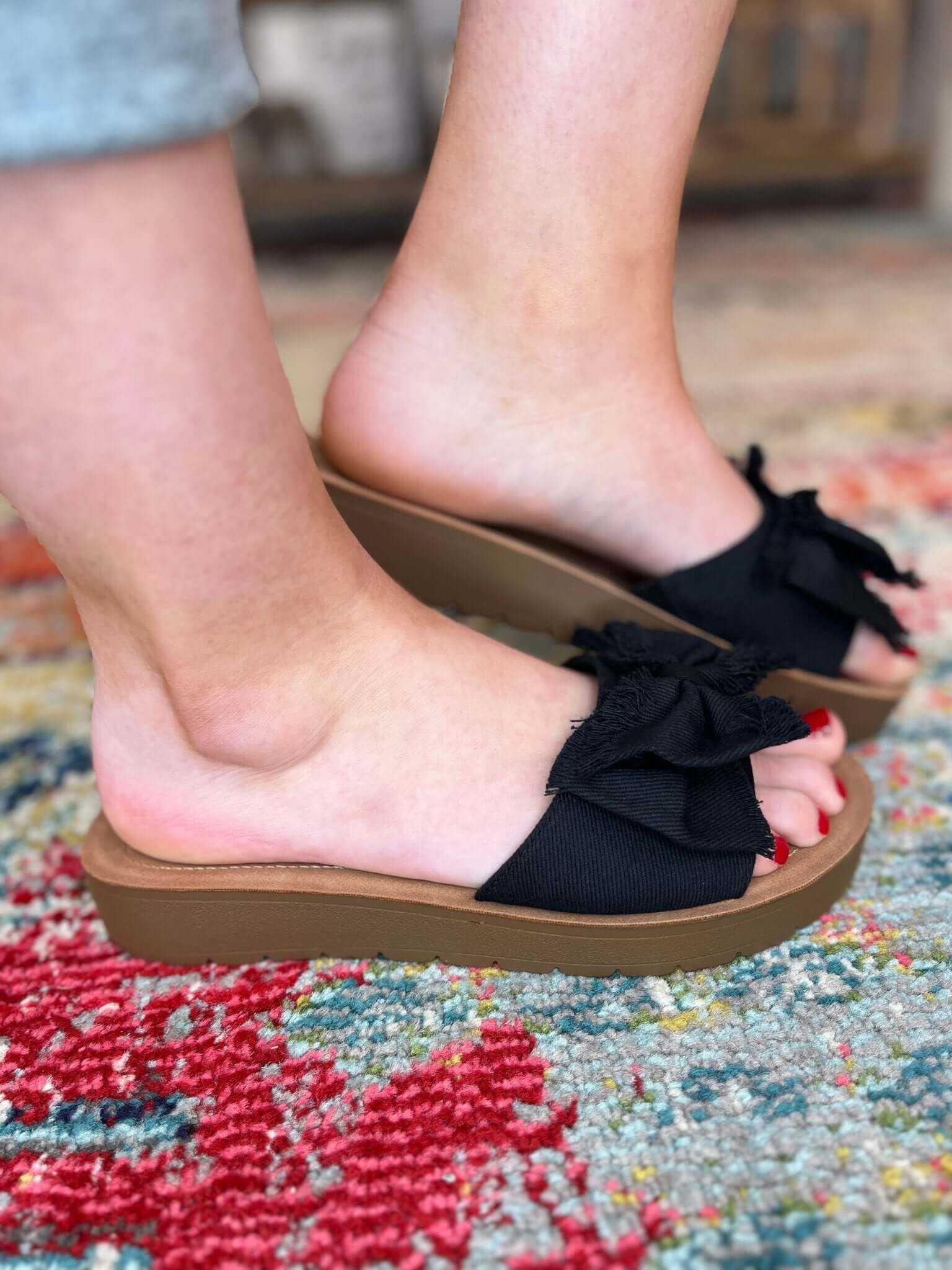 Corkys Footwear Spray Tan Canvas Sandal Slide - Black