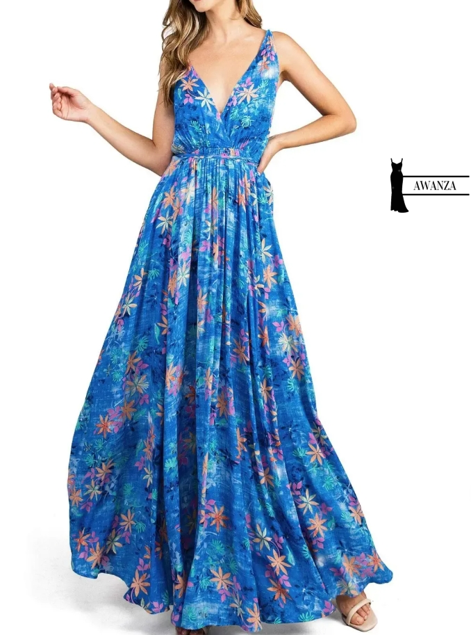 Blue Boho - Print Maxi Dress