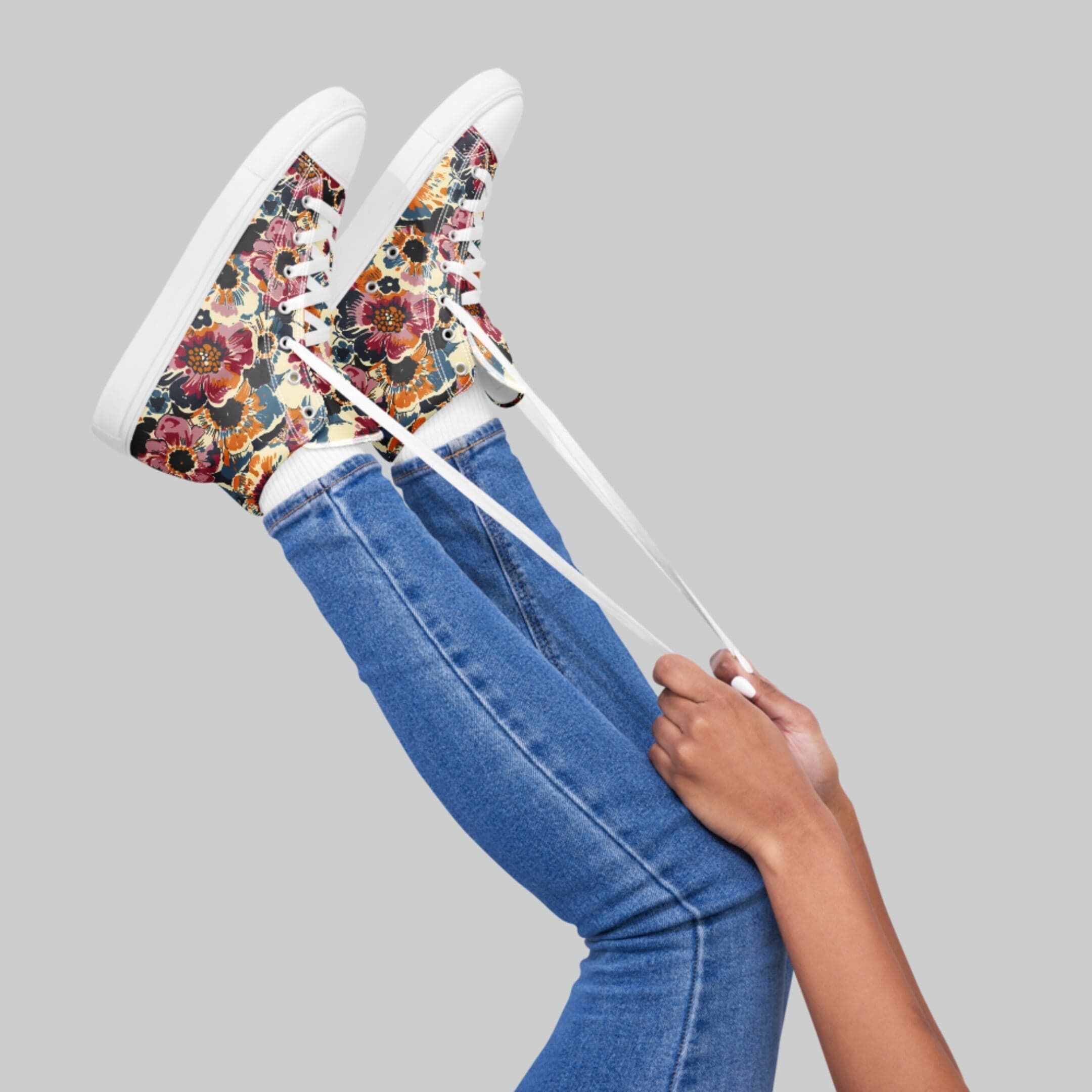 Bold Vintage Floral High Top Canvas Shoes