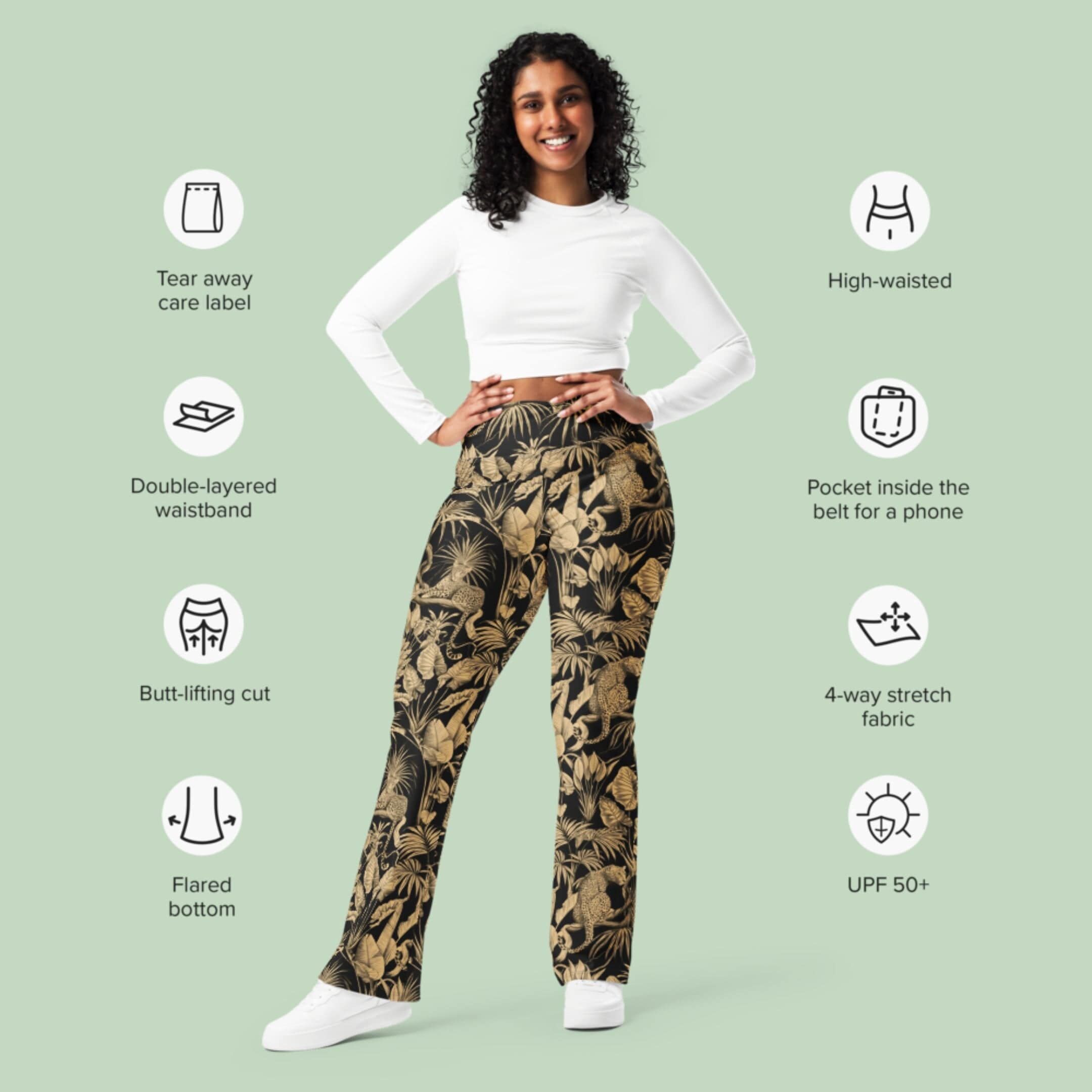 Recycled High-Waisted Flare Leggings, Wild Jungle Elegance