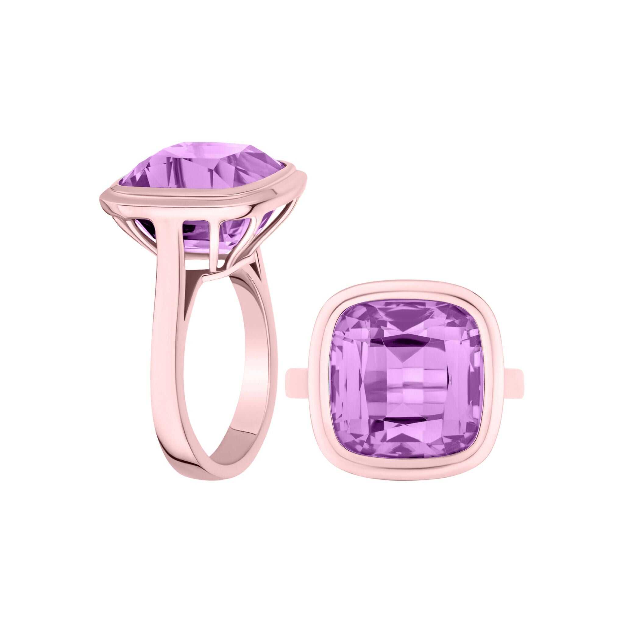 Goshwara Amethyst Bezel Set 18K Rose Gold Ring
