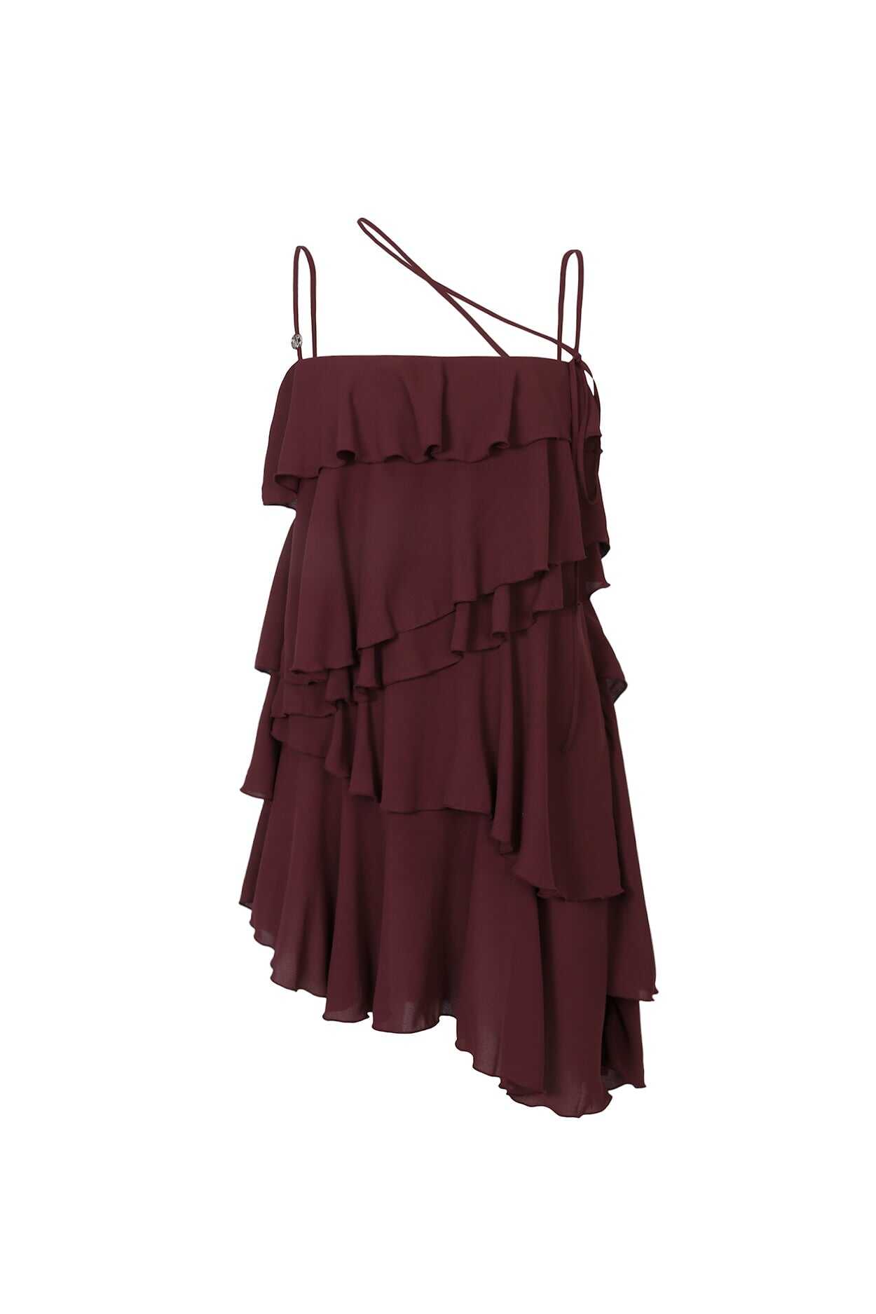 PAIN OR PLEASURE ELLA FRILL DRESS WINE