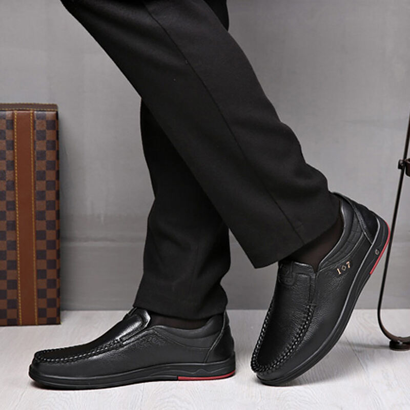 Men's Genuine Leather Soft Insole Casual Business Slip On Loafers