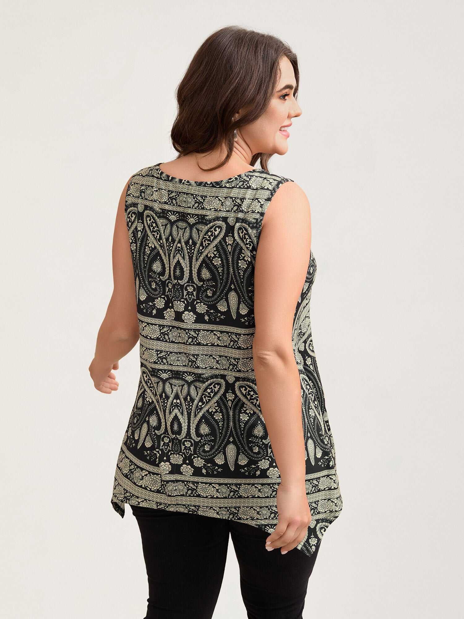 Boho Print Flared Tank Top
