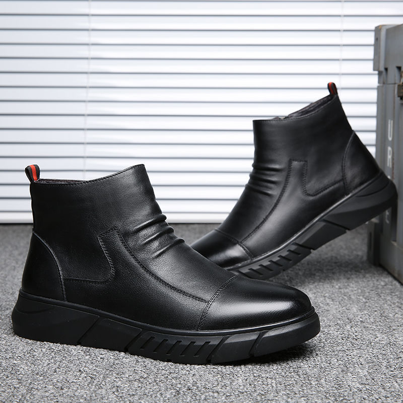 Men's Comfortable Anti sprain Genuine Leather Motorcycle Boots Work Boots Martin boots