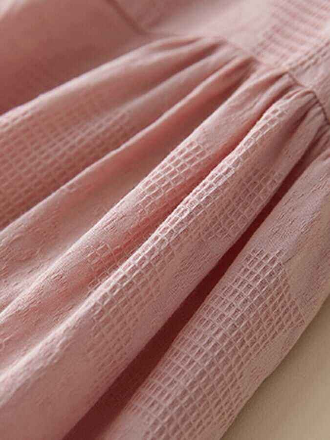 Ethnic Style Jacquard Retro Button Loose Cotton Linen Dress