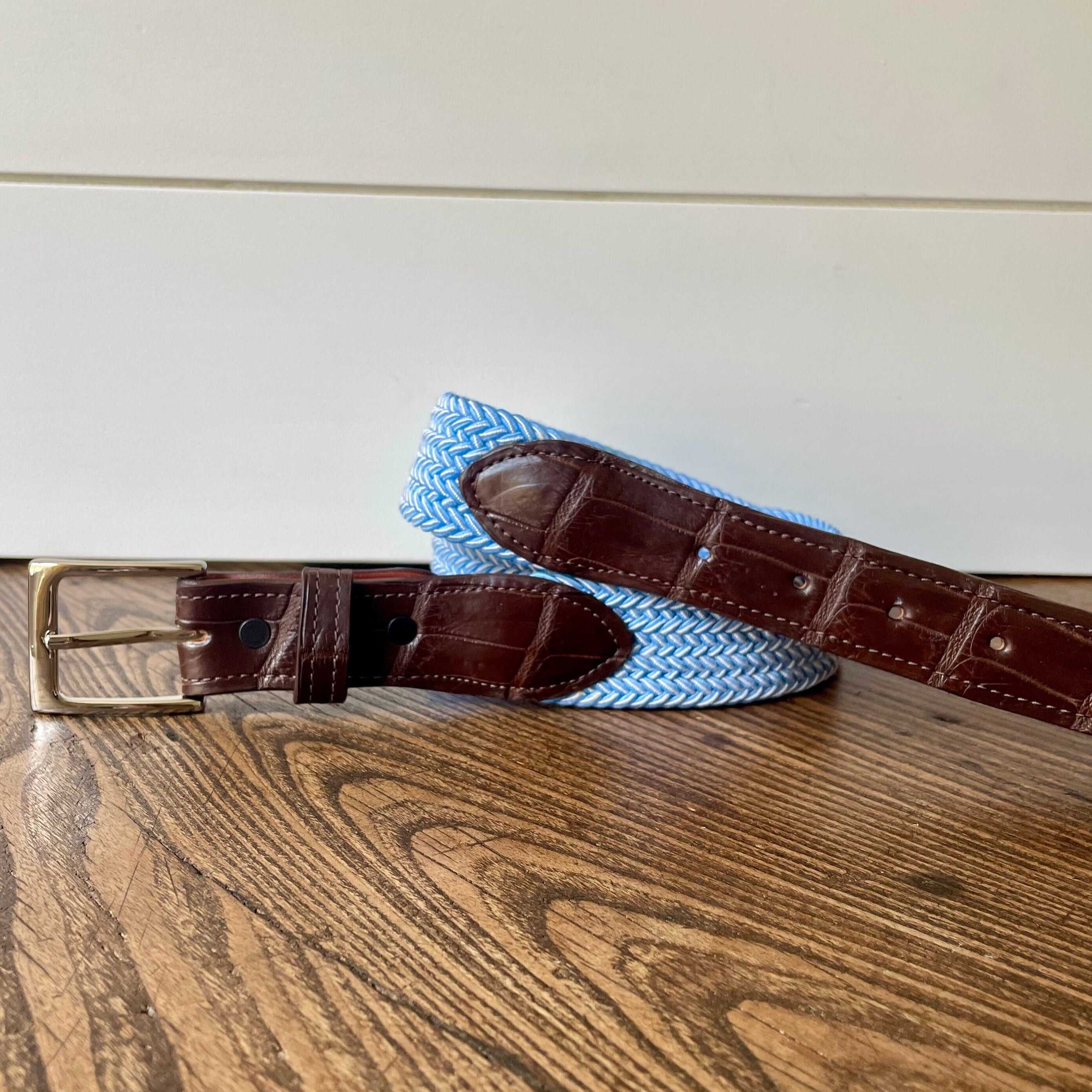 The Stretch Belt, Light Blue & White