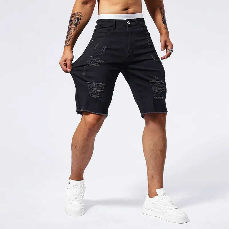 BREAKCUT DENIM SHORTS