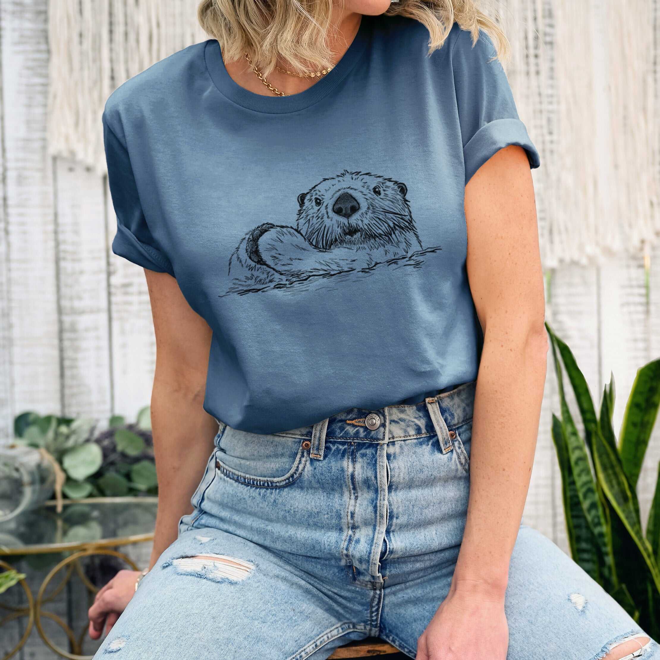 Northern Sea Otter - Enhydra lutris kenyoni - Lightweight 100% Cotton Unisex Crewneck