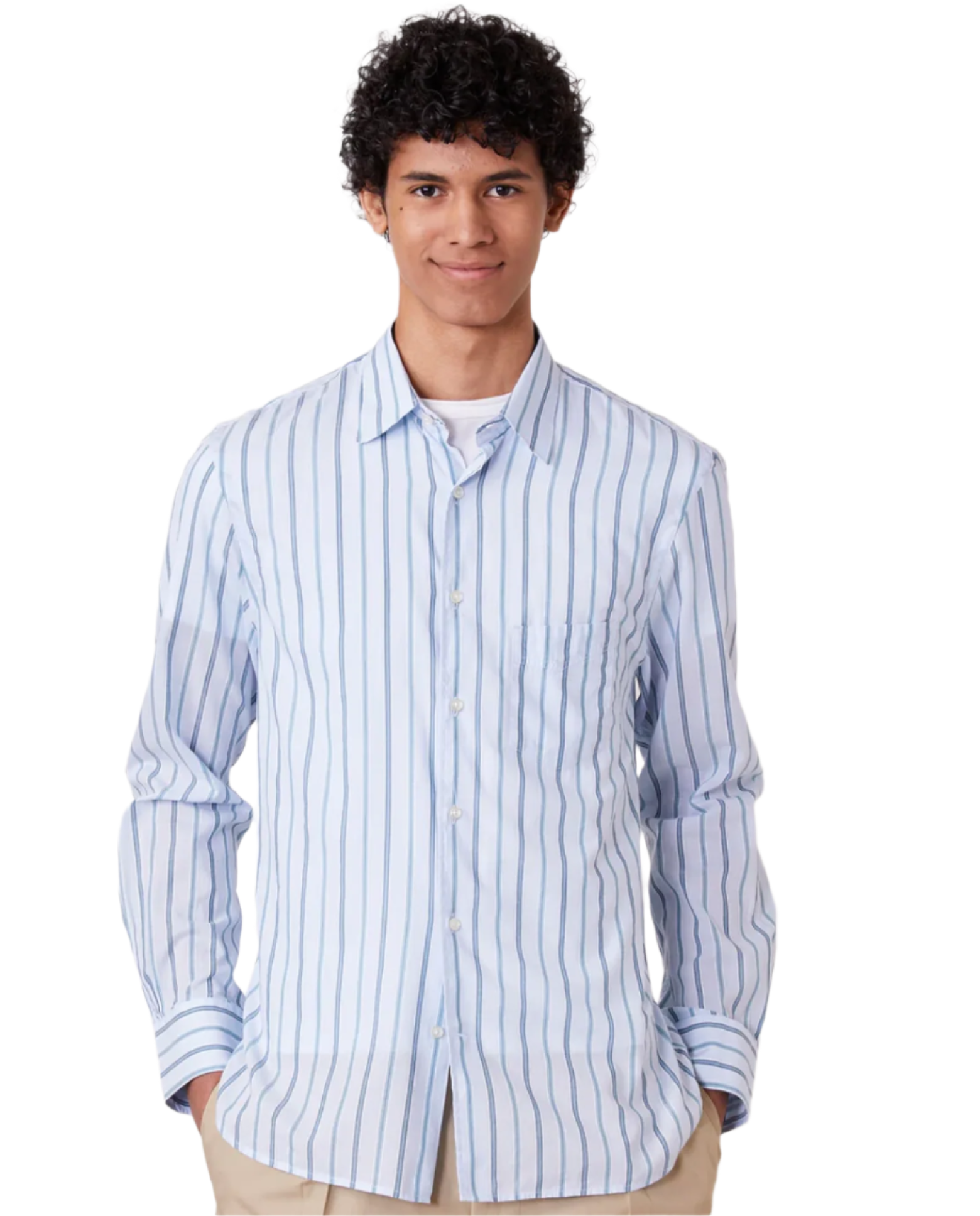 Officine Generale Benoit Stripe Cotton Poplin Shirt