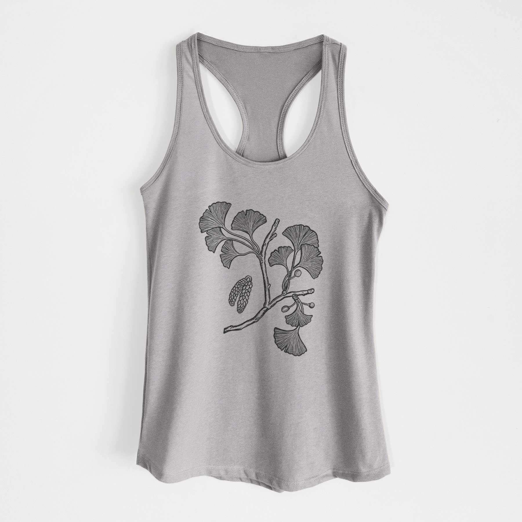 Ginkgo Biloba - Ginkgo Tree Stem with Leaves - Women's Racerback Tanktop