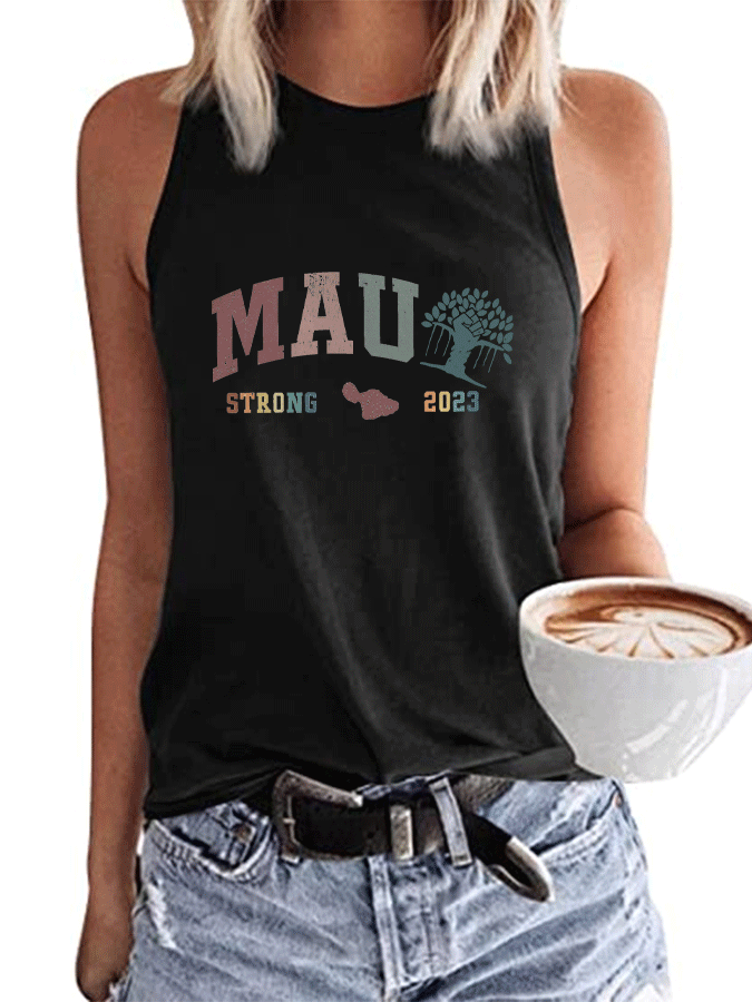 Women's pray for maui lahaina print casual tank top