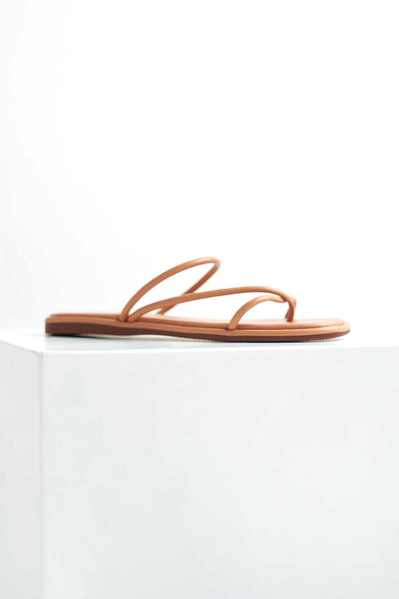 Strappy Sliders in Tan