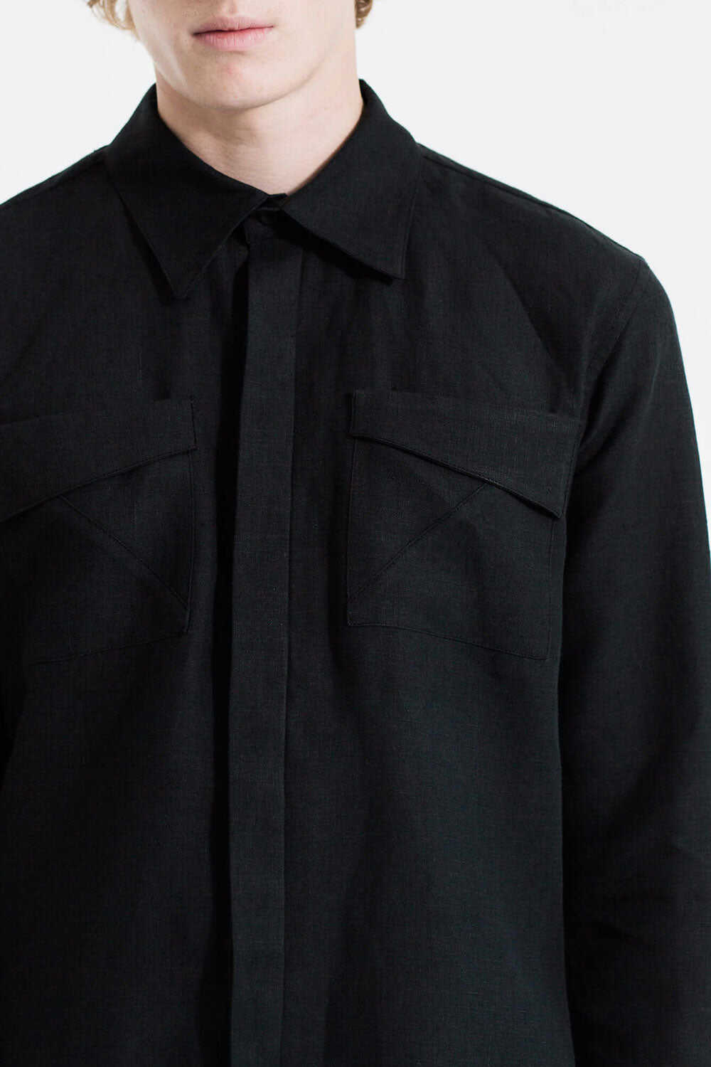 Relaxed fit linen shirt - Black