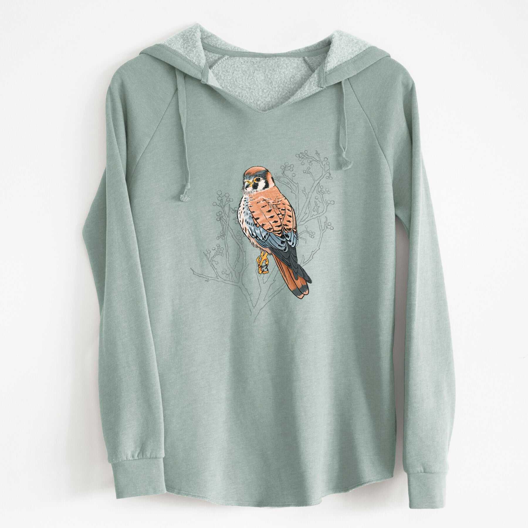 Vibrant American Kestrel - Falco sparverius - Cali Wave Hooded Sweatshirt