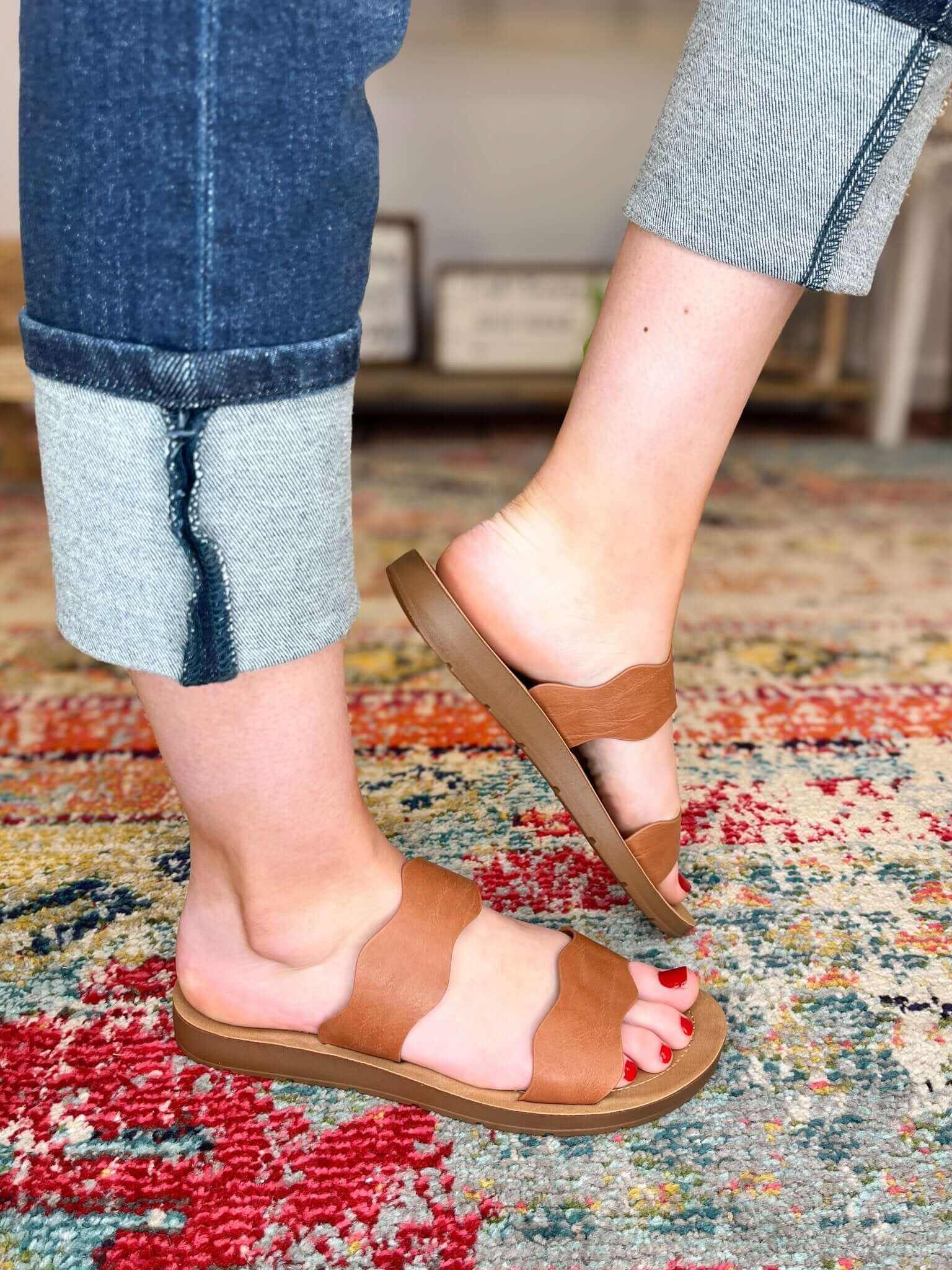 Corkys Footwear Wishy Washy Sandal Slide - Cognac