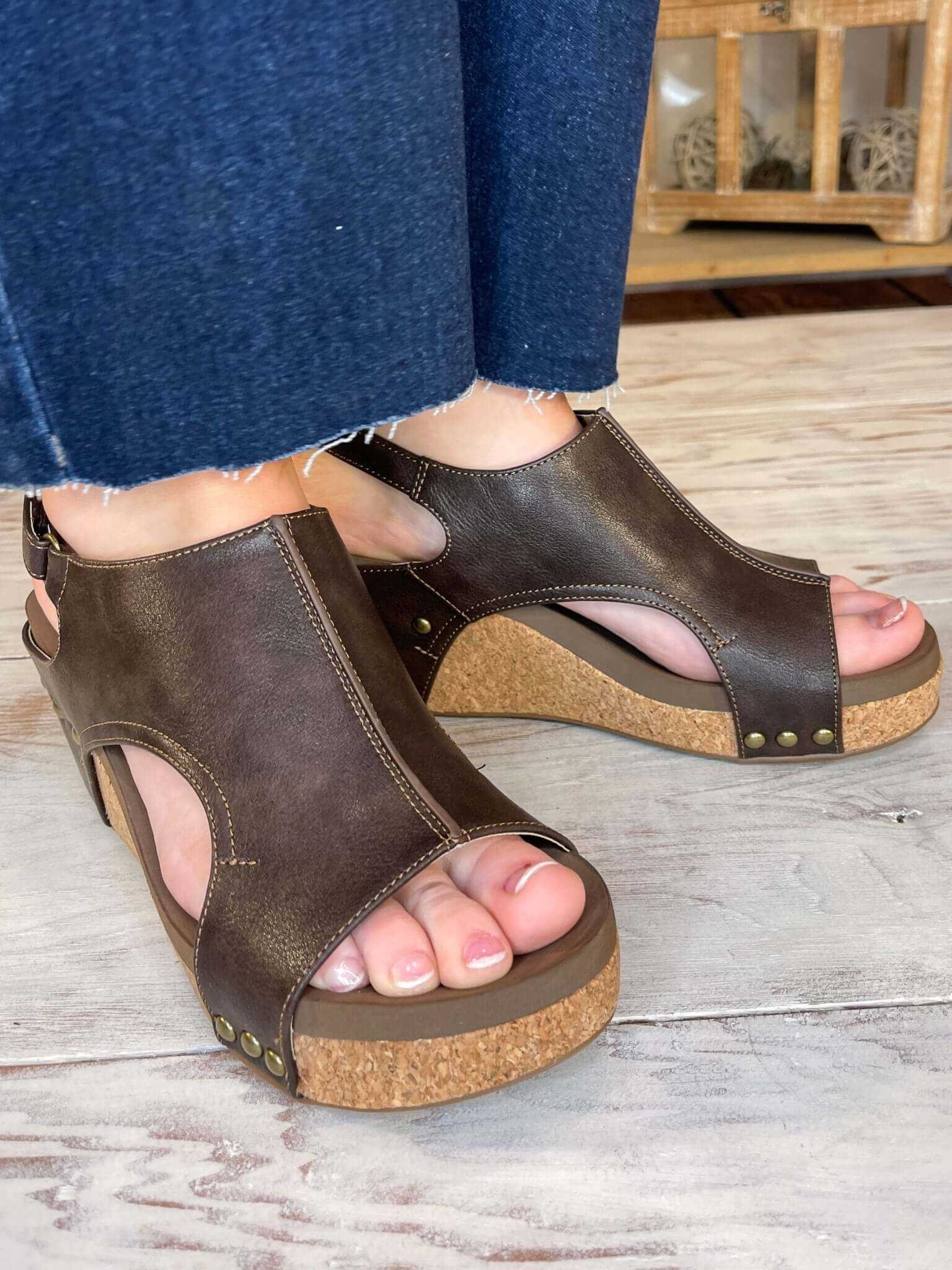 Corky's Footwear Carley Wedge Sandal - Chocolate Smooth