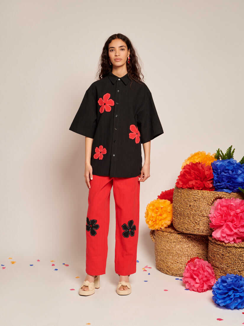 Camelia Applique Boxy Shirt