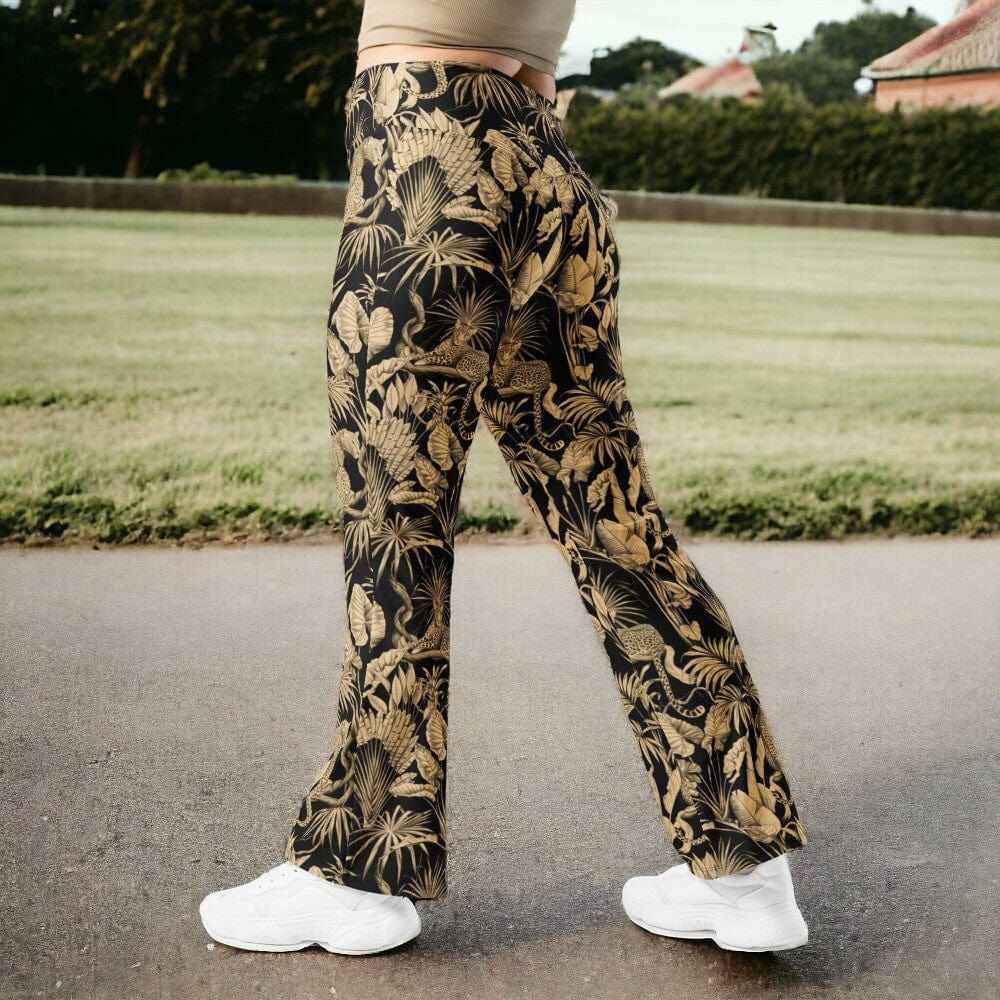 Recycled High-Waisted Flare Leggings, Wild Jungle Elegance