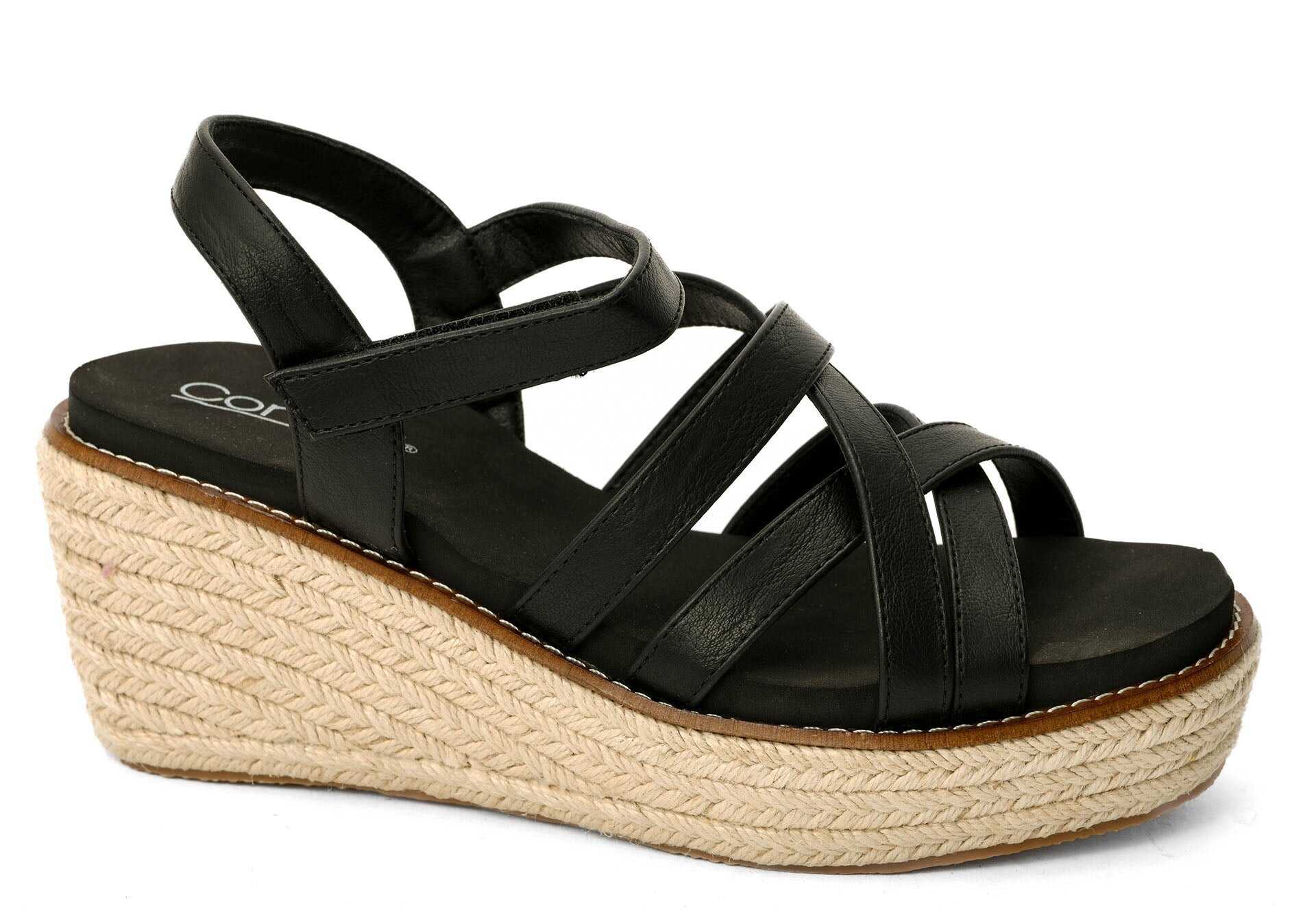 Corkys All Nighter Black Strappy Wedge Sandals FINAL SALE
