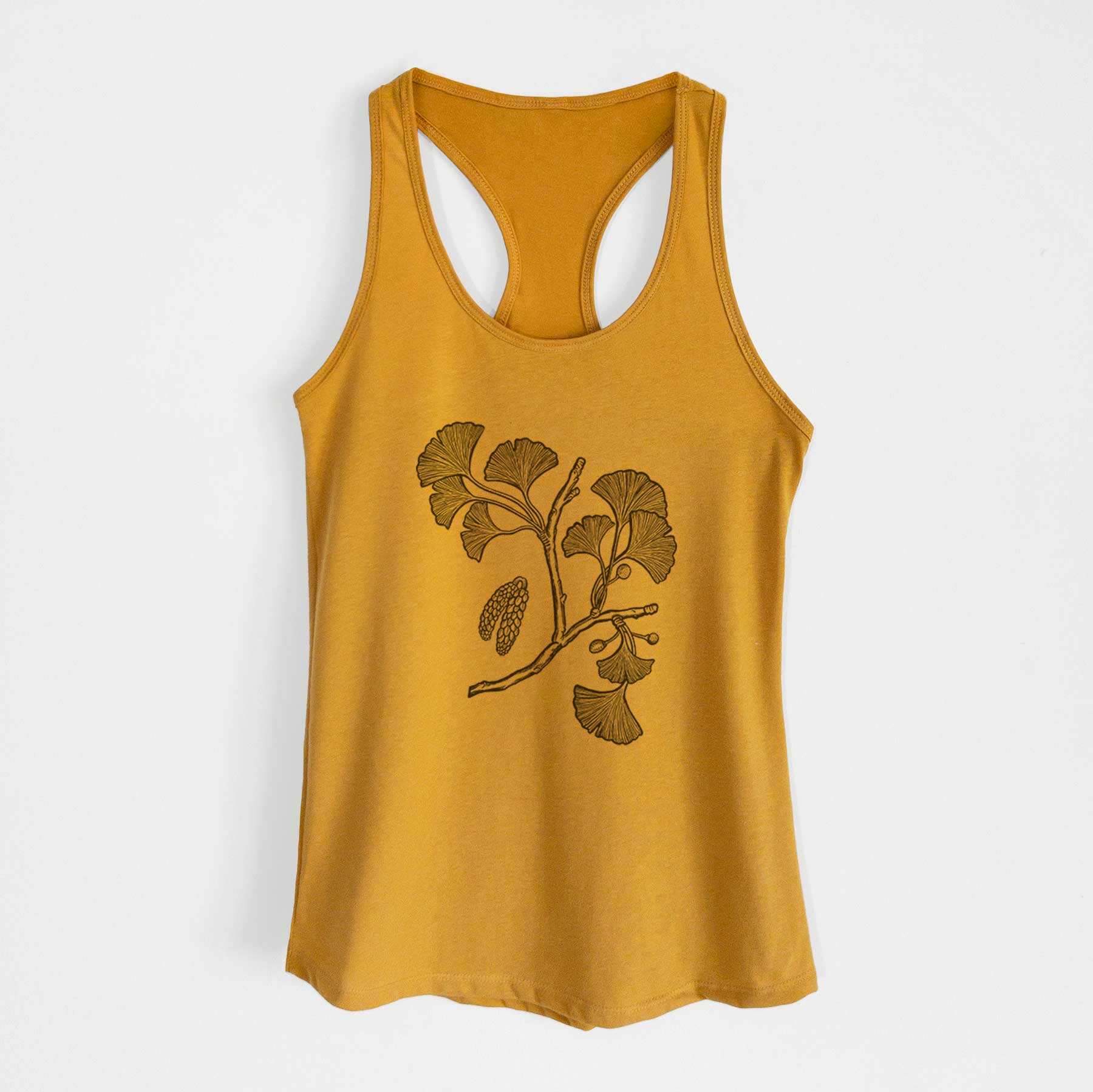 Ginkgo Biloba - Ginkgo Tree Stem with Leaves - Women's Racerback Tanktop