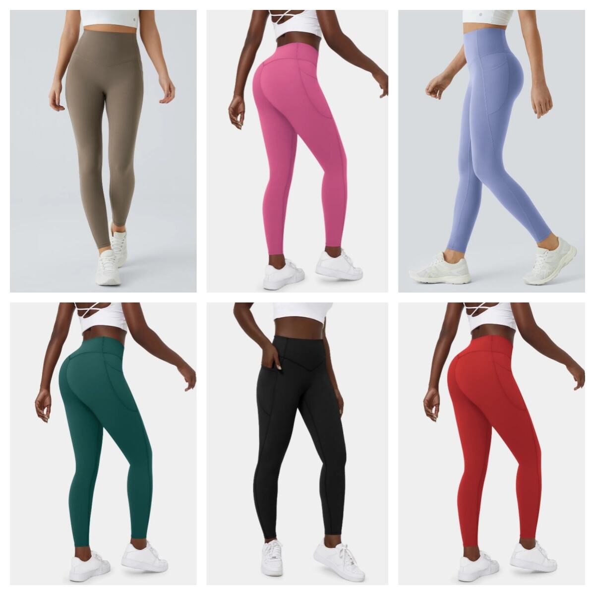 High Waisted Tummy Control Side Pocket Shaping Training  Leggings