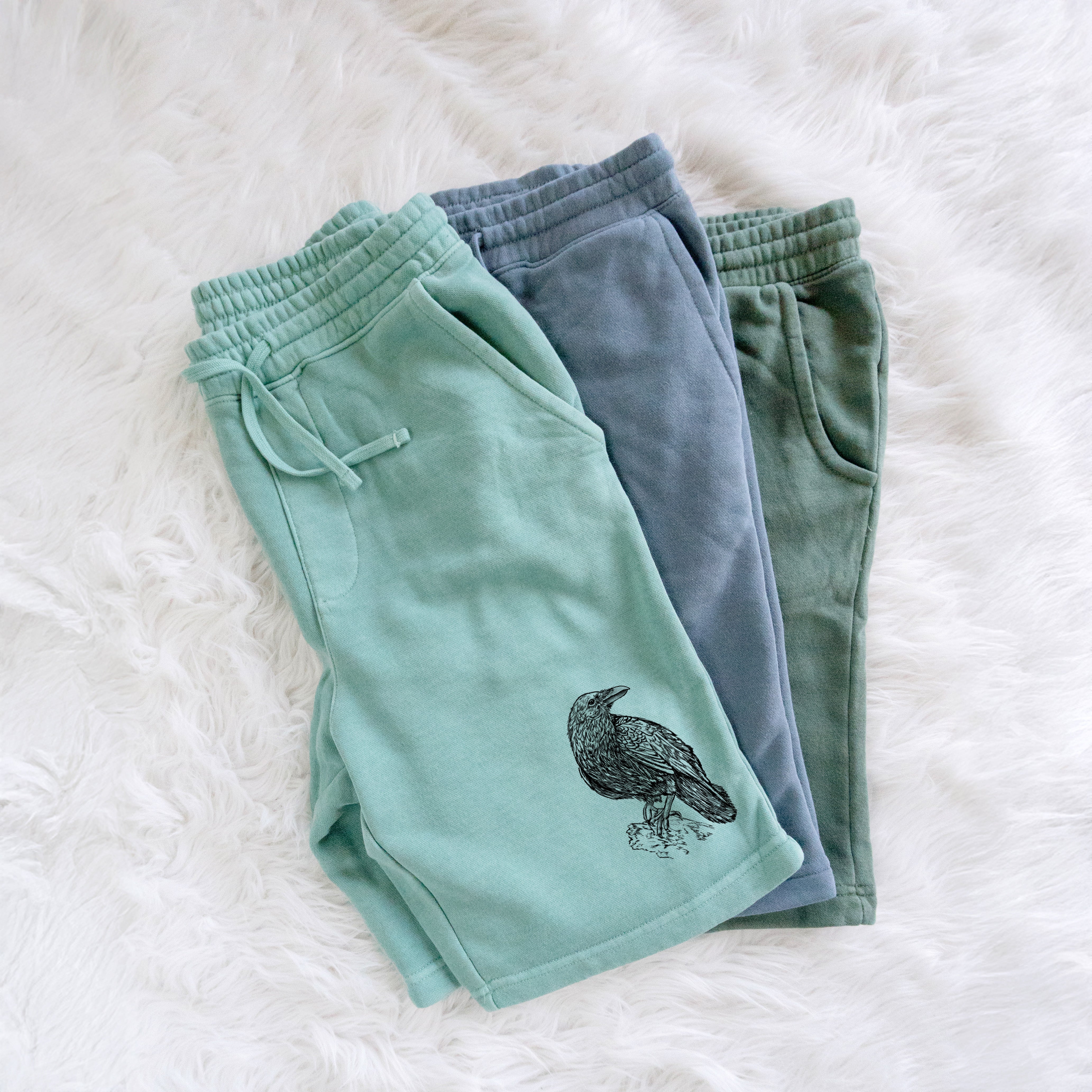 Corvus corax - Common Raven - Unisex Pigment Dyed Shorts