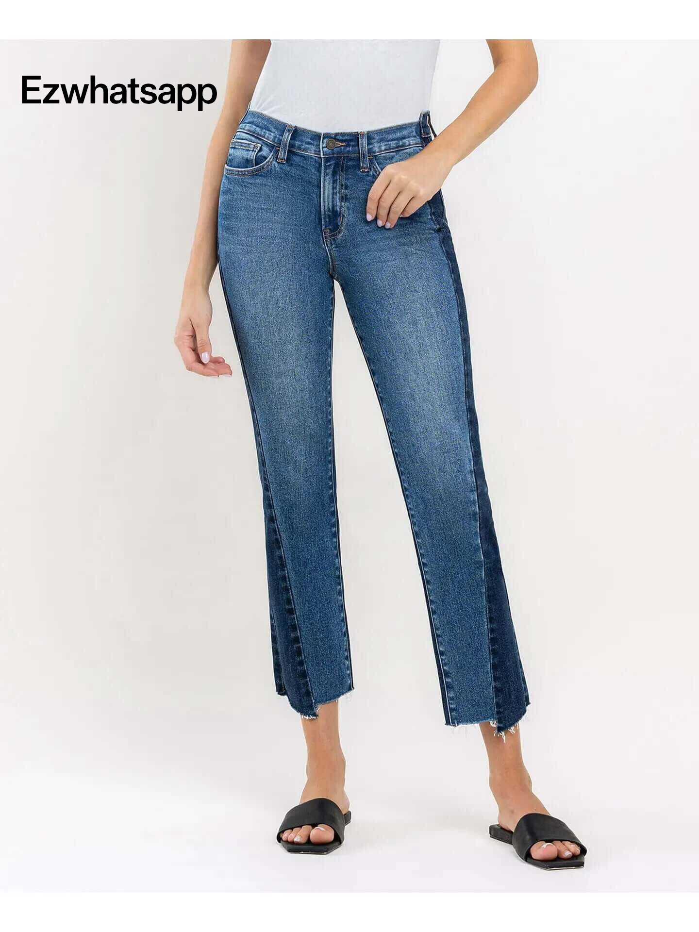 Vervet by Flying Monkey Immaculately Color Block Crop Straight Jeans