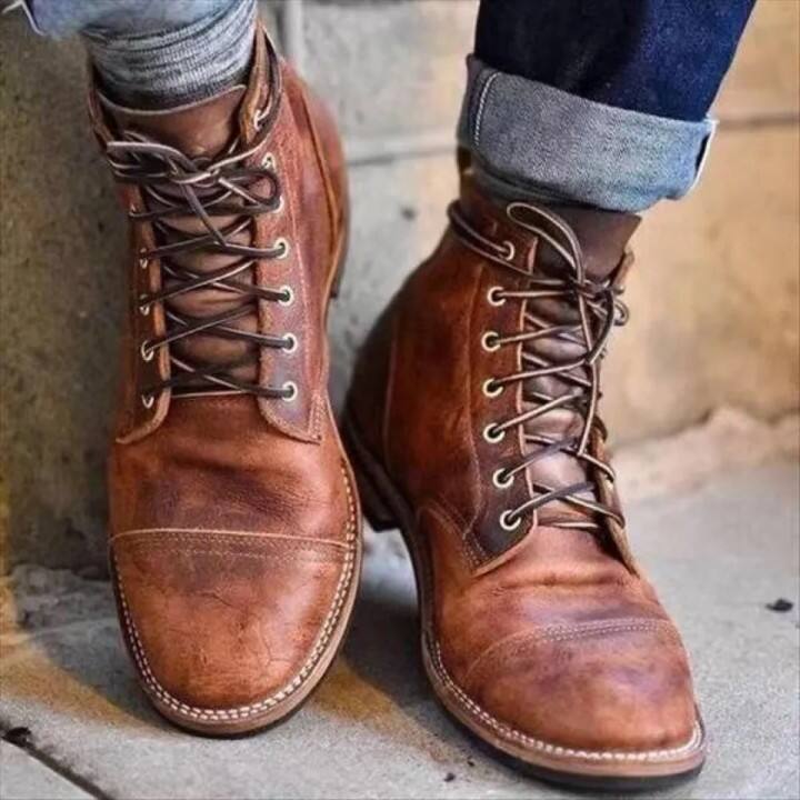 Men's Genuine Leather Waterproof Vintage Casual Polo Boots