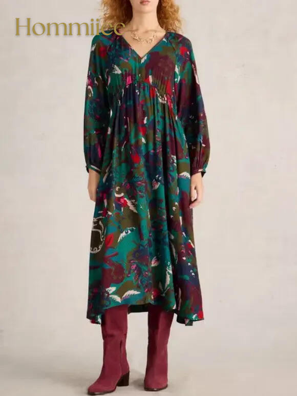 Izzy Midi Dress In Green Print