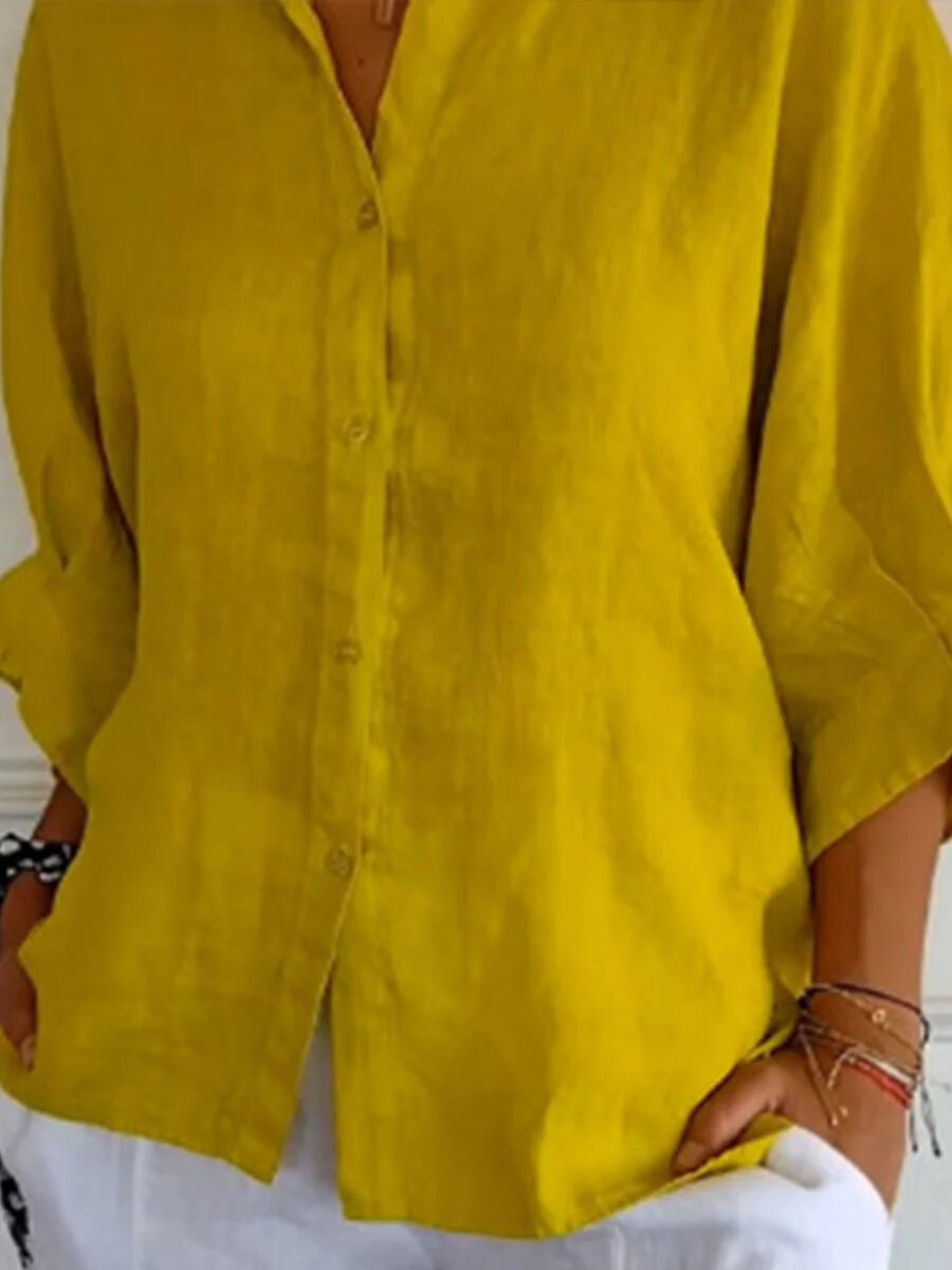 Cotton and Linen Tie Back Design Shirt