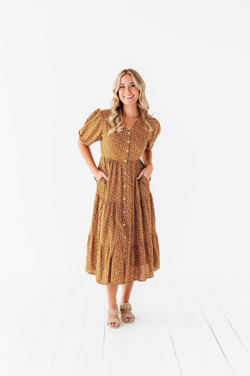 Fiona Floral Dress in Autumn Daisy - Size 3X & 4X Left