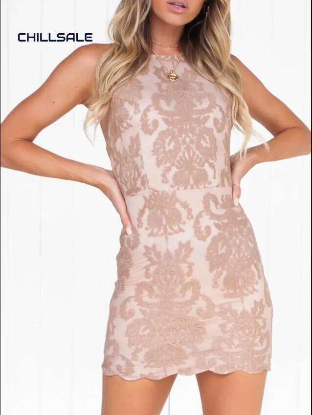 Mocha Lace Cross Tie Back Dress