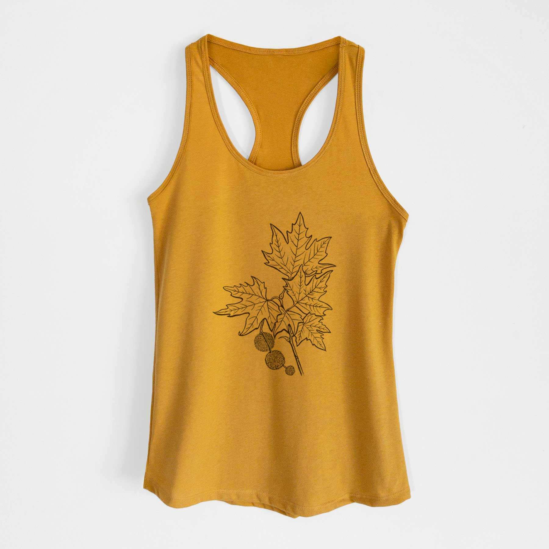 Platanus Orientalis - Oriental Plane Tree Stem with Leaves - Women's Racerback Tanktop