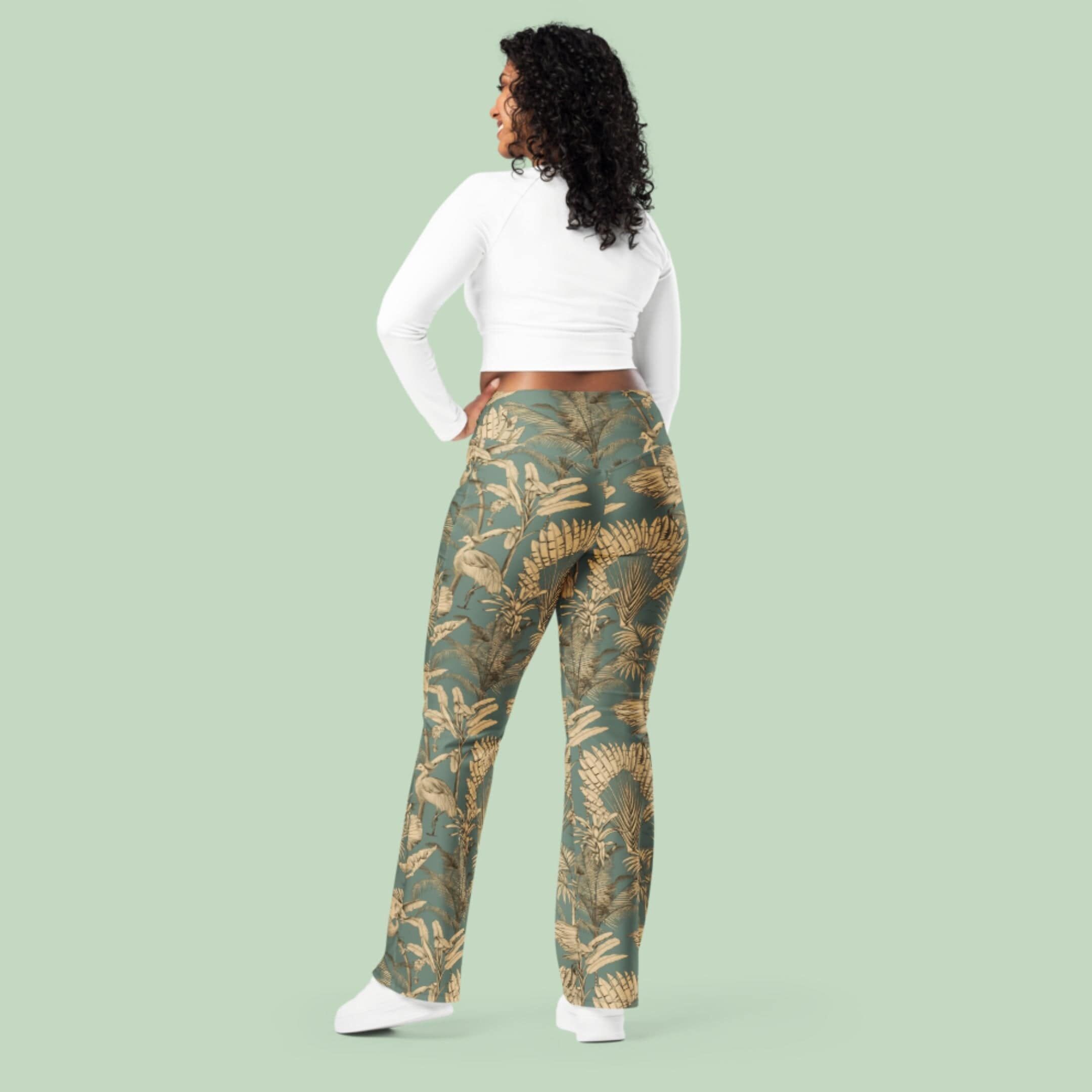 Recycled High-Waisted Flare Leggings, Wild Jungle Elegance