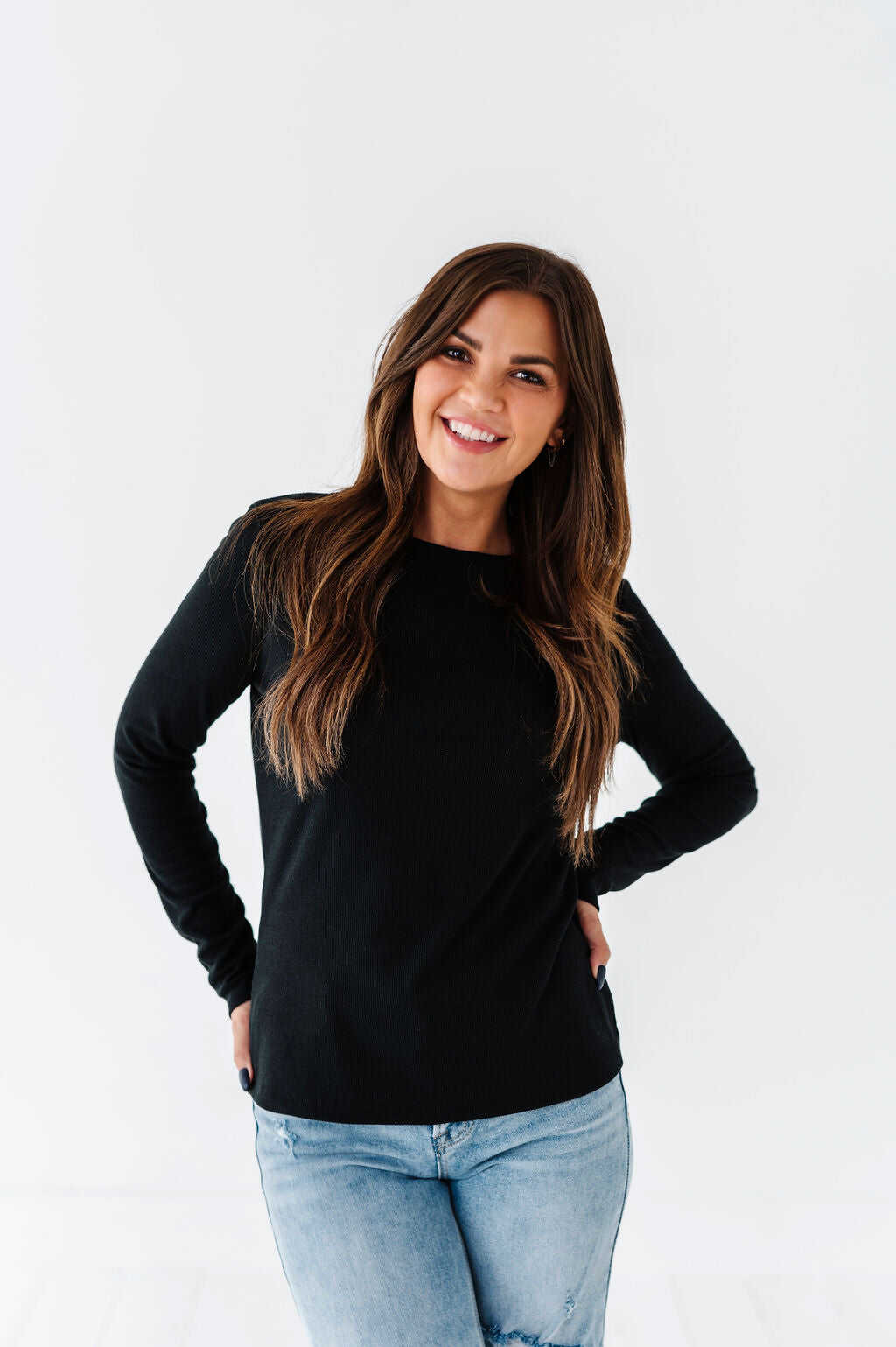Kori Basic Ribbed Top in Black