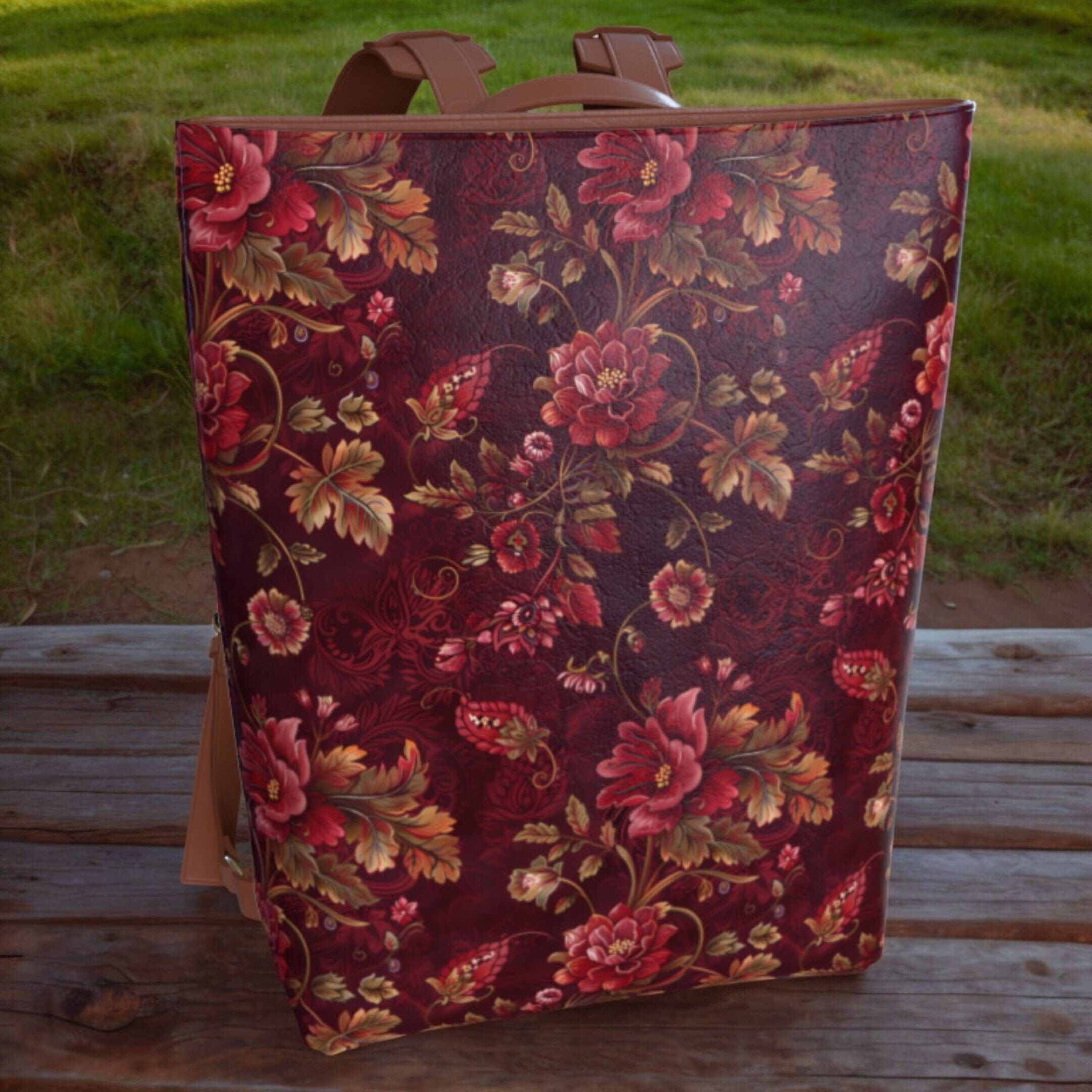 Vegan Leather Backpack - Vintage Floral