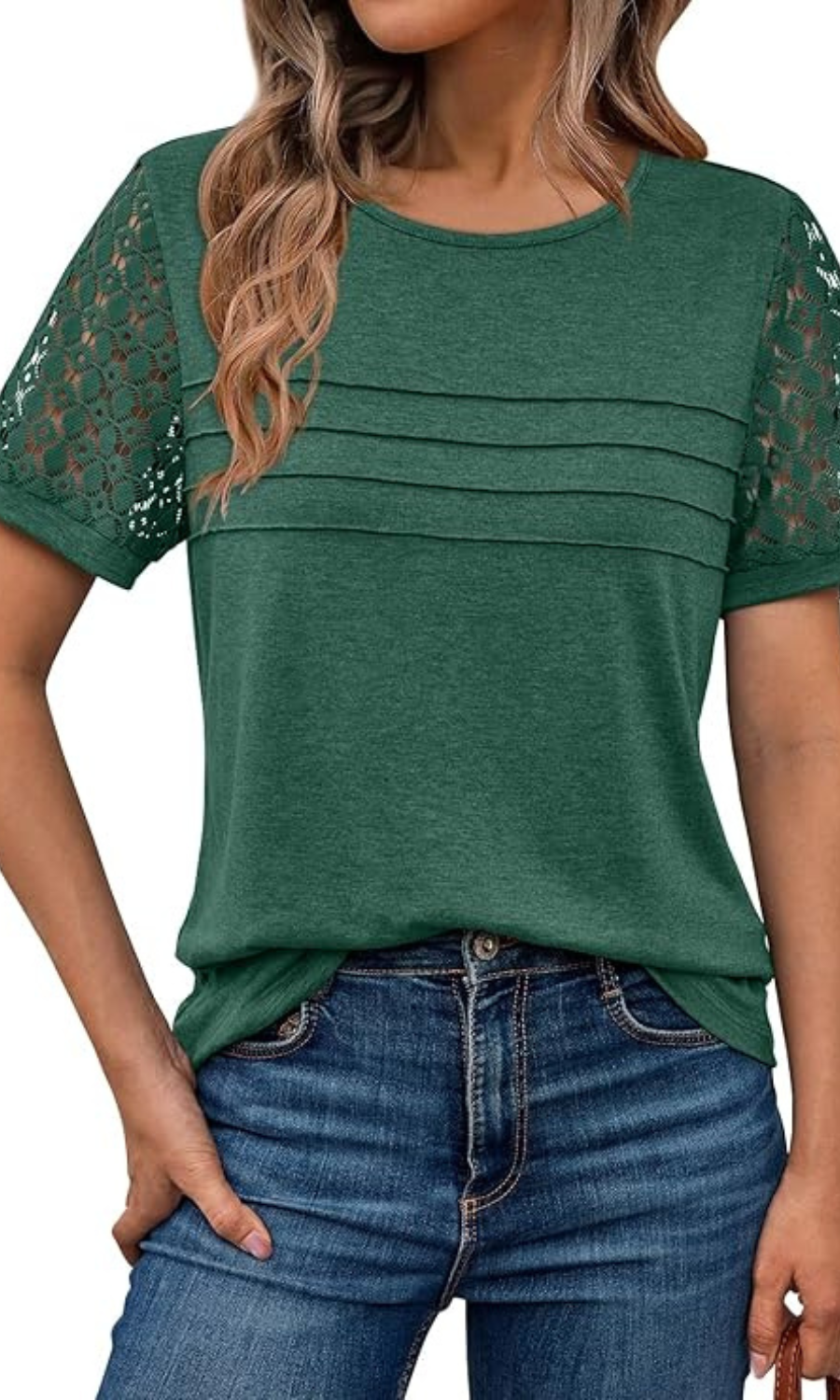 Dressy Lace Casual Shirt With Elegant Sleeves And Lace Detail