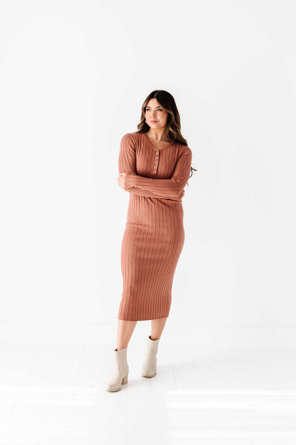 Willow Sweater Dress in Adobe