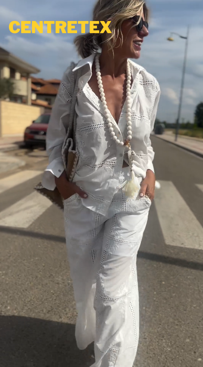 Summer Elegant Eyelet Oversized 2 Piece Sets