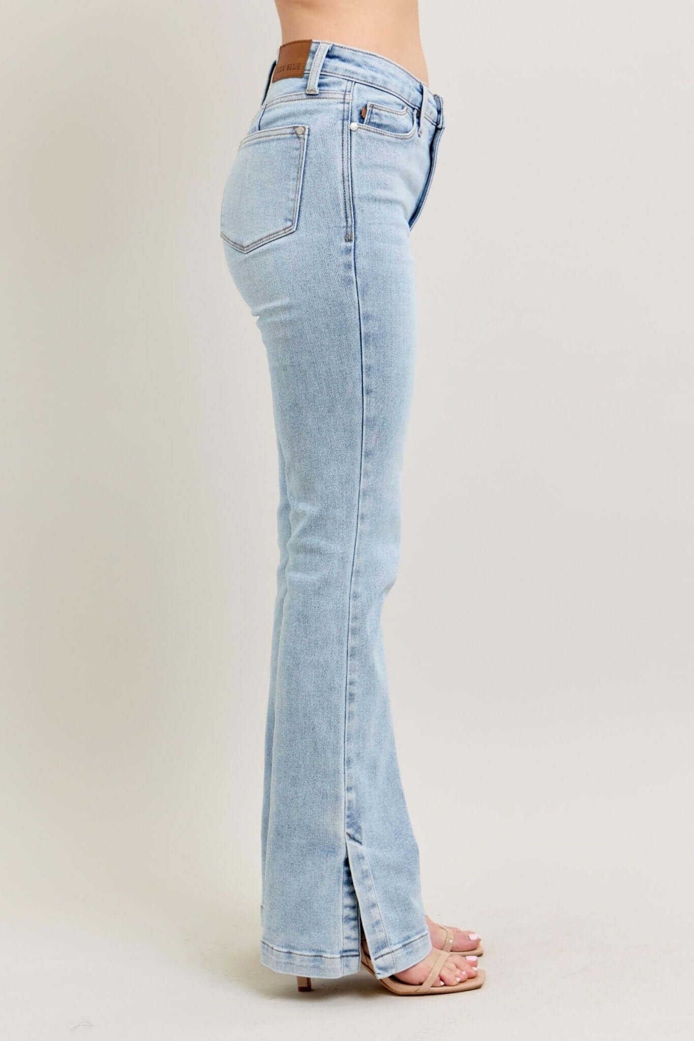 Judy Blue Vintage Wash Tummy Control Side Slit Slim Bootcut Jeans