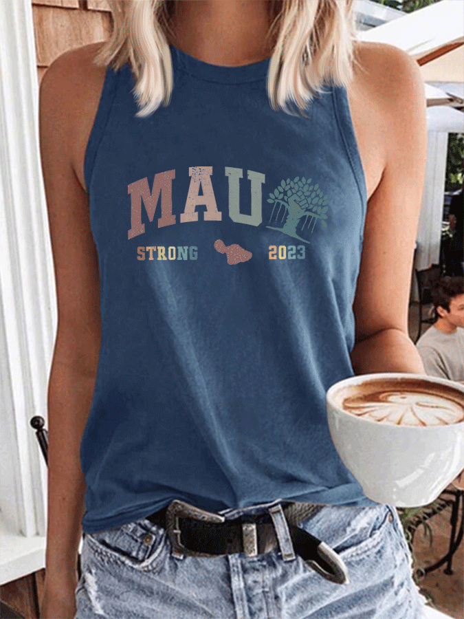 Women's pray for maui lahaina print casual tank top