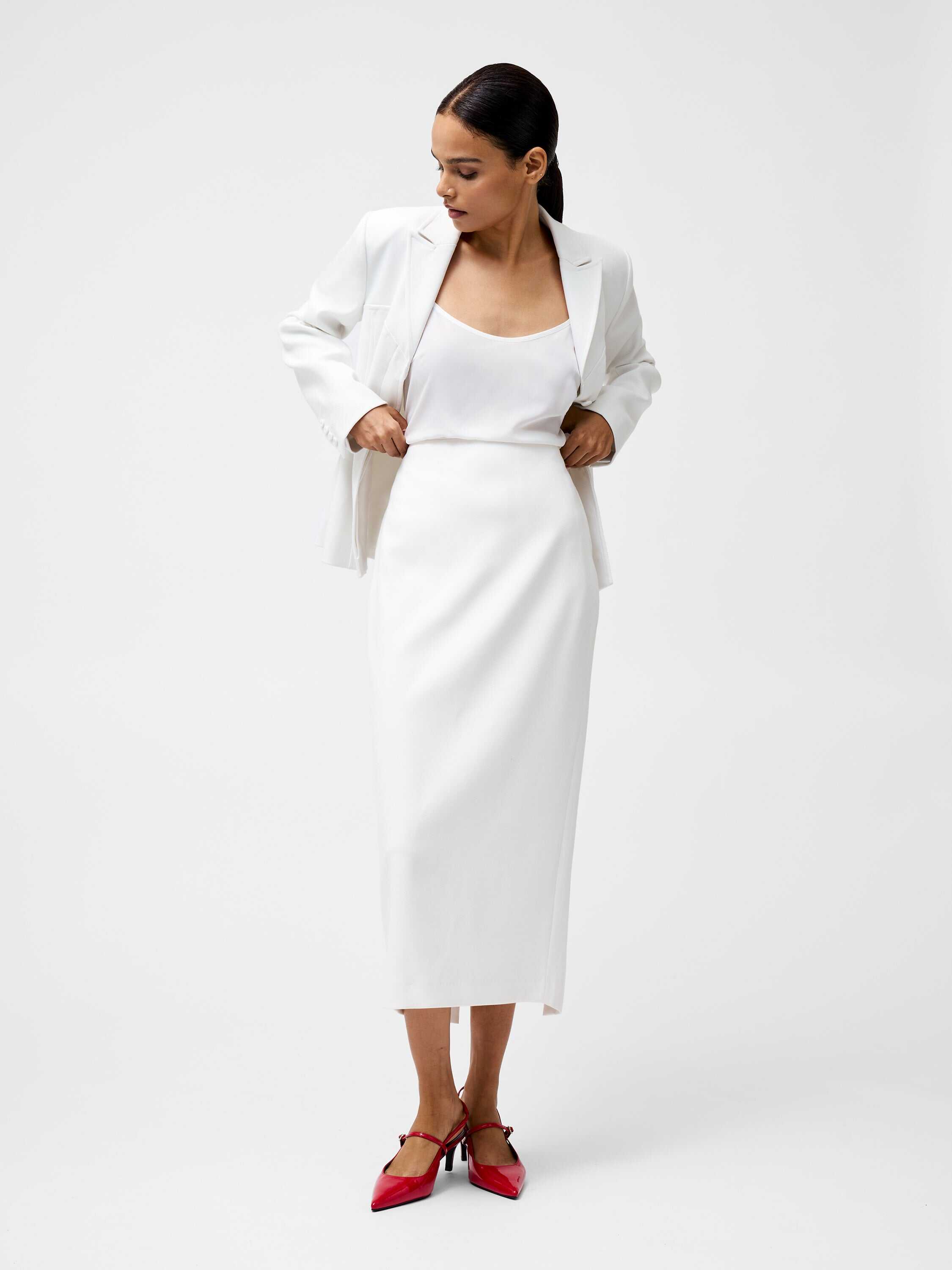 Cannes Twill Split Midi Skirt