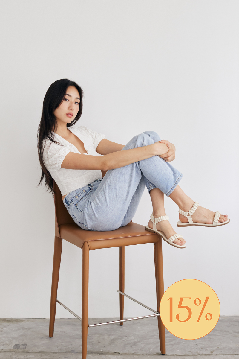 Juno Ruching Sports Sandals in Ivory