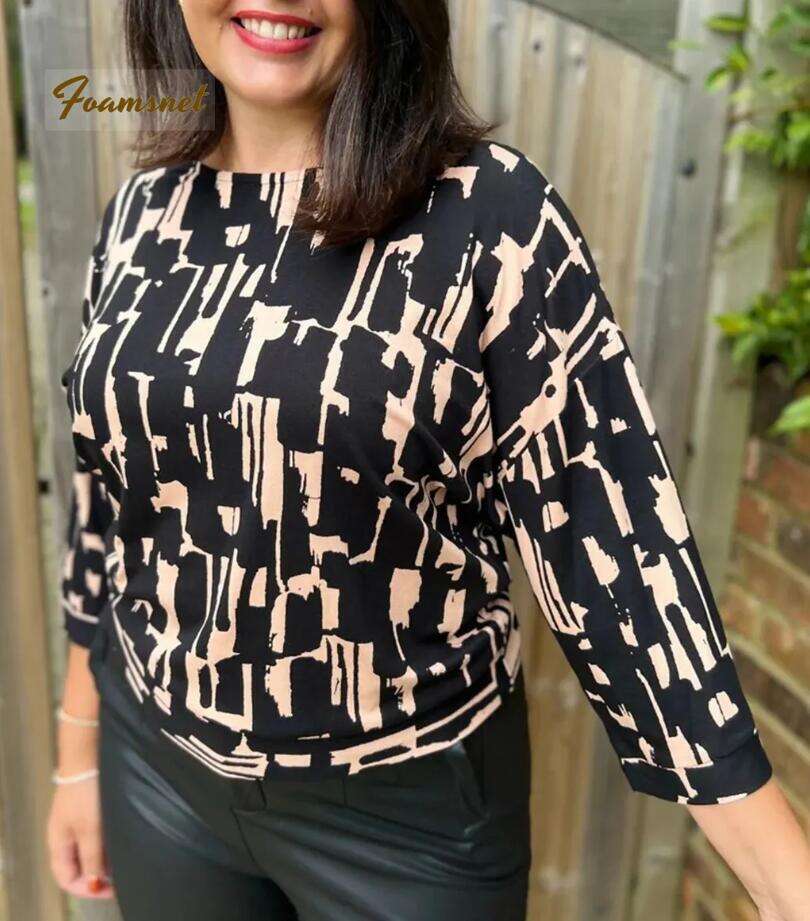 Black Printed Jersey Top