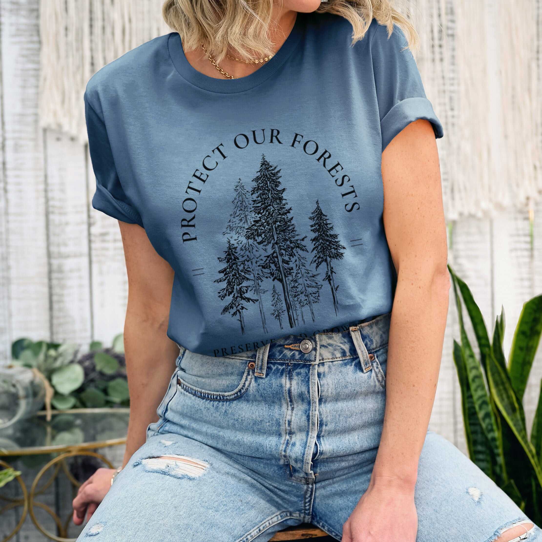 Protect our Forests - Preserve Old Growth - Lightweight 100% Cotton Unisex Crewneck