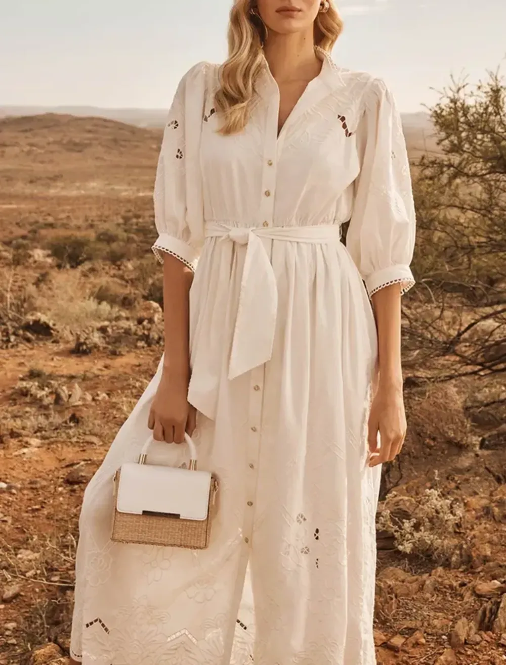 Broderie Midi Dress