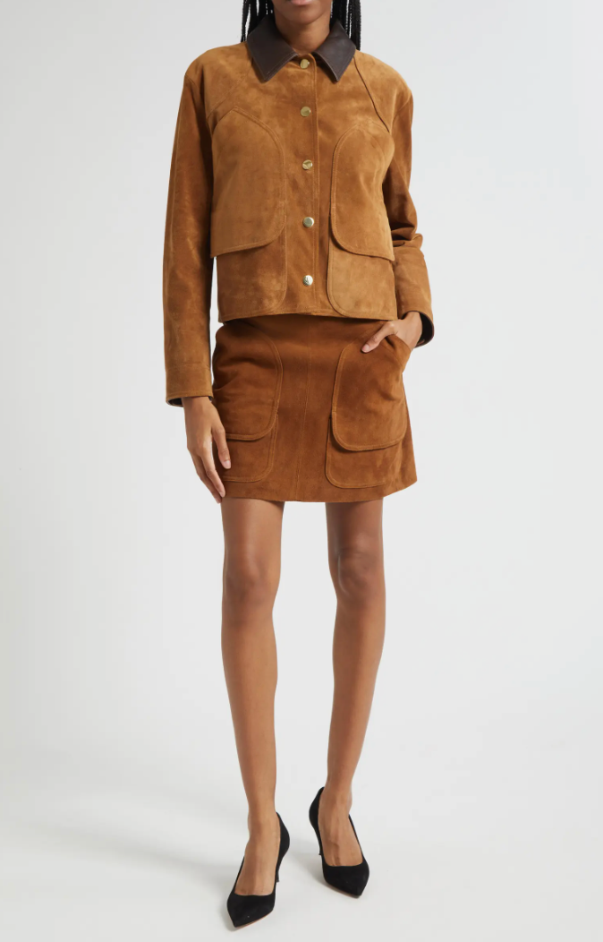 Veronica Beard Walters Cropped Barn Jacket in Whisky