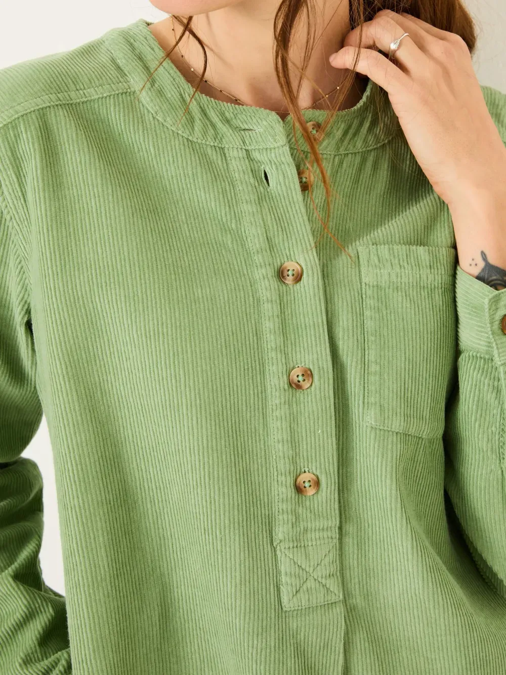 Olive Green 100% Cotton Cord Tunic Dress